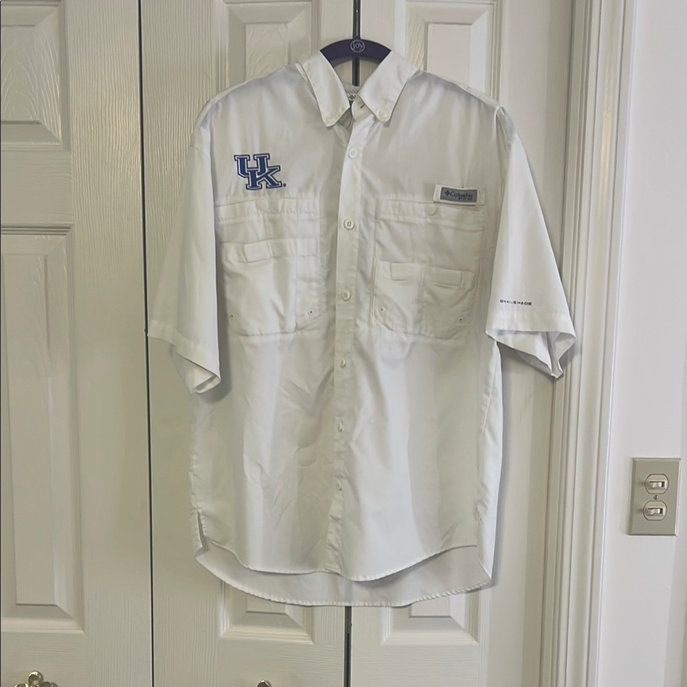 Columbia Men's University of Kentucky White Fishing Shirt